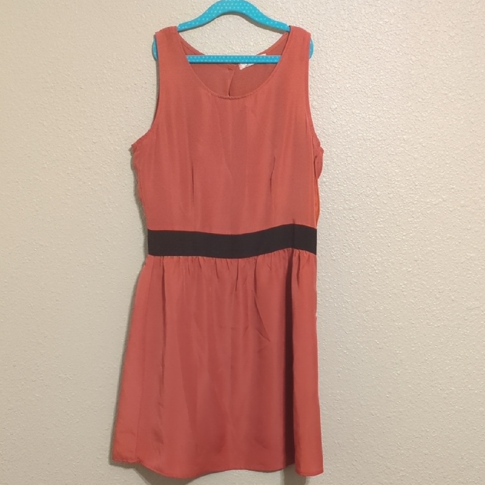 Freebird Coral Mini Dress with Black Waistband